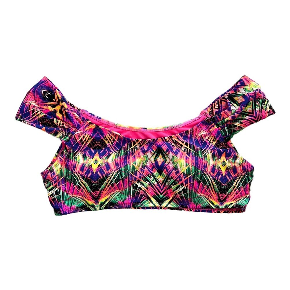 Coral Tropics Pink Tropical Swim Bikini Top L
